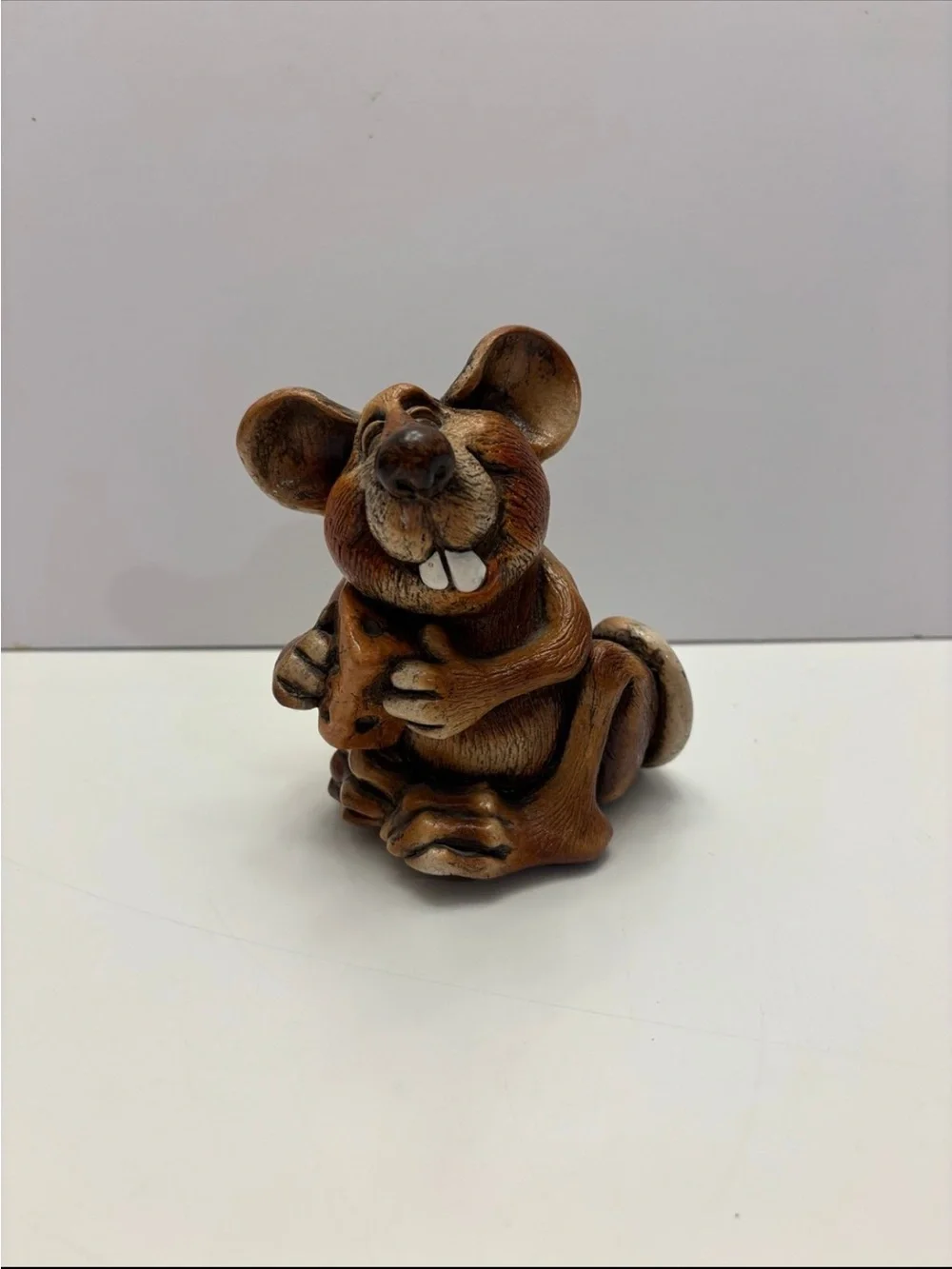 VINTAGE 1985 John Raya BEASTIES OF THE KINGDOM Rat with cheese Figurine decor